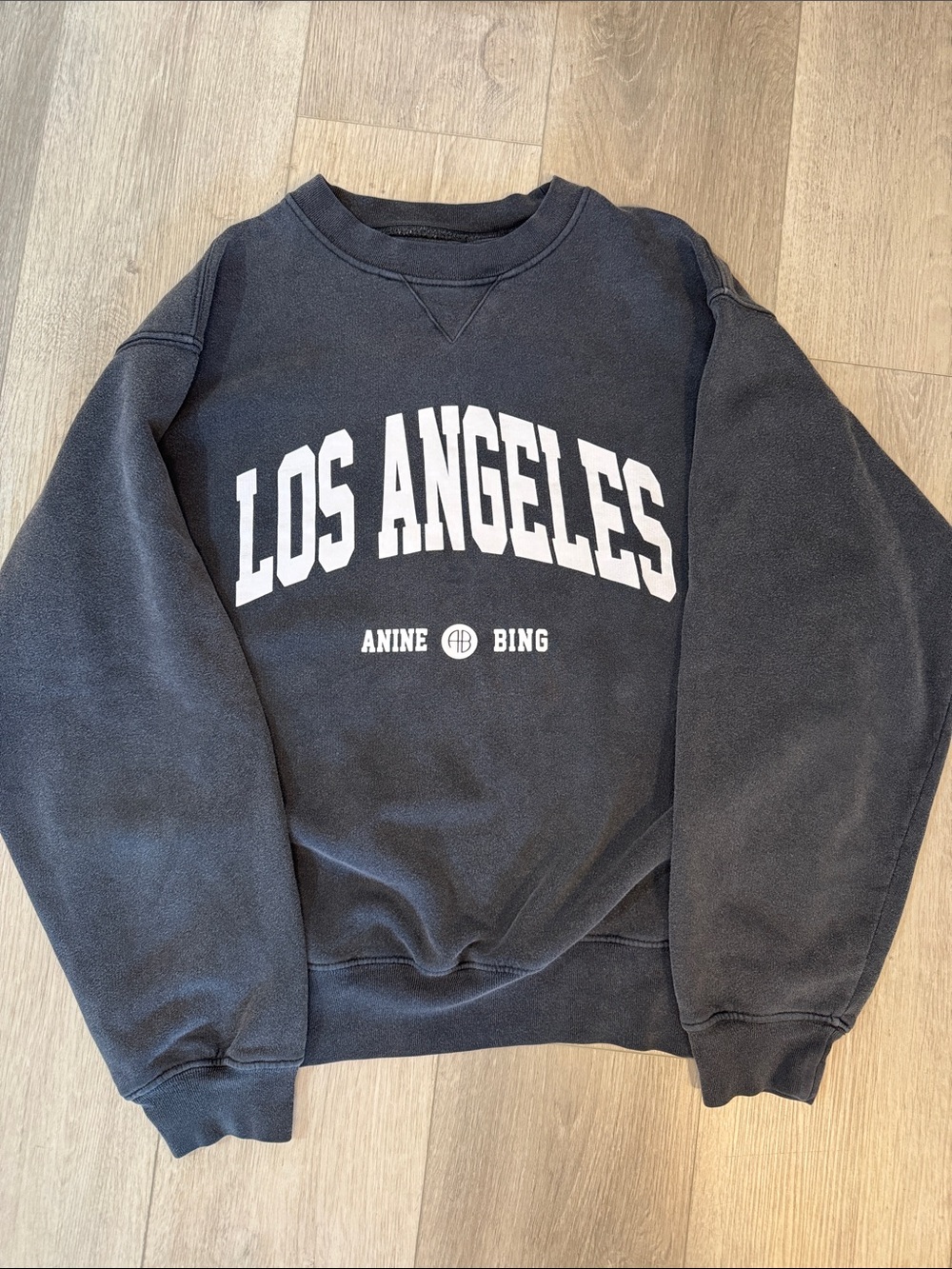 Anine Bing Black Crew Sweatshirt with White 'Los Angeles' Print